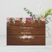 Rustieke houten bloemrijke elegante witte marmeren save the date (Staand voorkant)