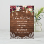 Rustieke Houten Bloemstuk Mason Jar Bewaar de Datu Save The Date (Staand voorkant)