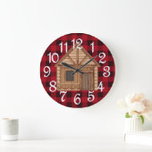 Rustieke Houten Blokhut Acryl Wandklok (Huis)
