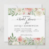 Rustieke Houten Blush Ivoor Roos Bloem Bruiloft Fe Kaart (Voorkant)