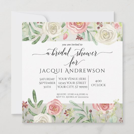 Rustieke Houten Blush Ivoor Roos Bloem Bruiloft Fe Kaart (Voorkant)