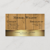 Rustieke Houten Boards Houtkorrel met Gouden Rand Visitekaartje (Achterkant)