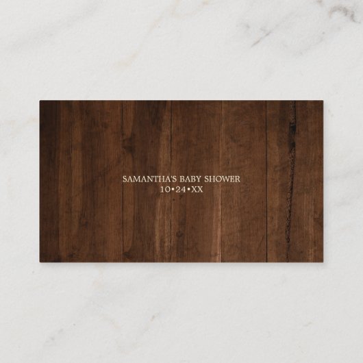 Rustieke houten boeken voor Baby pompoen Baby show Informatiekaartje (Achterkant)