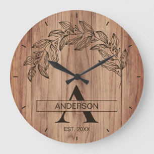 Rustieke houten boerderij familienaam monogram grote klok