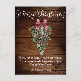 Rustieke houten boerderij waterverf kerstboom briefkaart