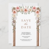 Rustieke Houten Boho Bloem Foto Luifel Bruiloft Save The Date (Voorkant)