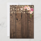 Rustieke Houten Boho Bloem Slingerlichten Bruiloft Kaart (Achterkant)