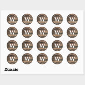Rustieke Houten Boho Initiaal Retouradres Ronde Sticker (Vel)