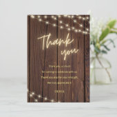 Rustieke houten boho string verlichting vrijgezell bedankkaart (Staand voorkant)