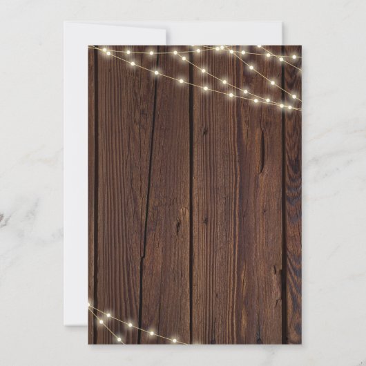 Rustieke houten boho string verlichting vrijgezell bedankkaart (Achterkant)