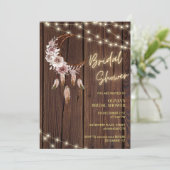 Rustieke houten boho string verlichting vrijgezell kaart (Staand voorkant)