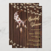 Rustieke houten boho string verlichting vrijgezell kaart (Voorkant / Achterkant)