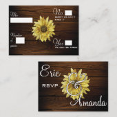 Rustieke houten boho zonnebloem RSVP kaart (Voorkant / Achterkant)