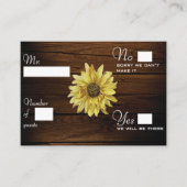 Rustieke houten boho zonnebloem RSVP kaart (Voorkant)