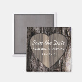 Rustieke Houten Boom Bark Hart Bruiloft Save the D Magneet (Voorkant / Achterkant)