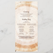 Rustieke Houten Boom Bast Custom Names Wedding Par Programmakaart (Achterkant)