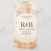 Rustieke Houten Boom Bast Custom Names Wedding Par Programmakaart (Voorkant / Achterkant)