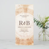 Rustieke Houten Boom Bast Custom Names Wedding Par Programmakaart (Staand voorkant)