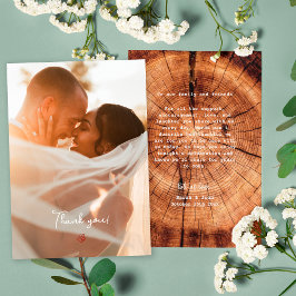 Rustieke houten boom ring foto dank u bedankkaart