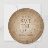 Rustieke houten boom stomp schuur bruiloft opslaan kaart (Voorkant)