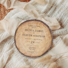 Rustieke houten boom stump schuur bruiloft kaart