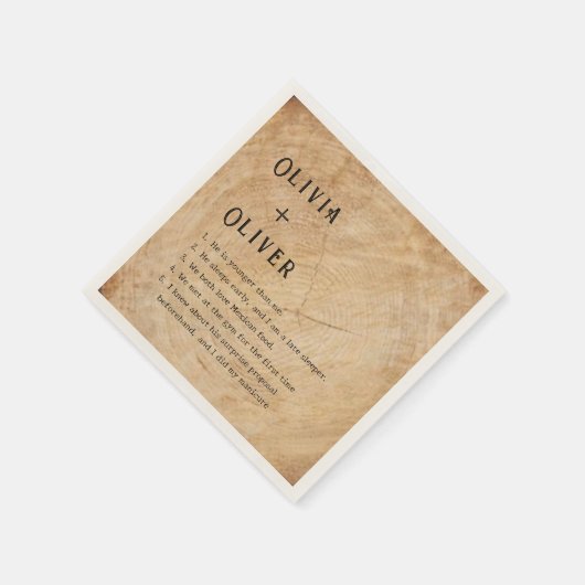 Rustieke houten boom stump schuur bruiloft servet (Hoek)