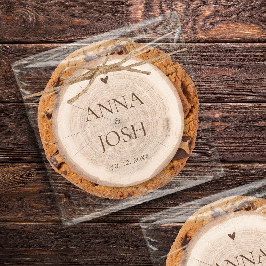 Rustieke houten boomstronk dwarsdoorsnede schuur b ronde sticker