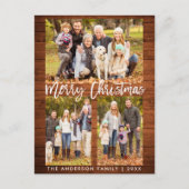 Rustieke Houten Borstel Script Familie 3 Foto Kers Briefkaart (Voorkant)