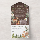 Rustieke houten bosdieren bos baby shower all in one uitnodiging (Binnen)