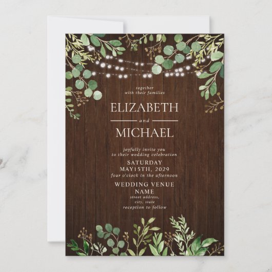 Rustieke Houten Botanicals String Lights Boerderij Kaart (Voorkant)