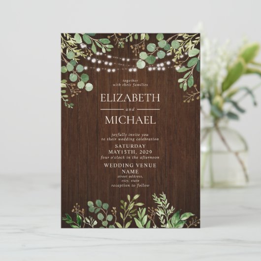 Rustieke Houten Botanicals String Lights Boerderij Kaart (Staand voorkant)