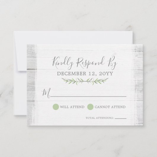 Rustieke Houten Botanische Blad Bruiloft Uitnodigi RSVP Kaartje (Voorkant)