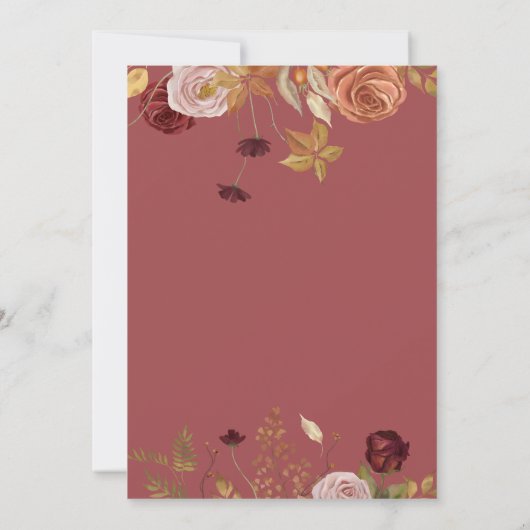 Rustieke houten botanische bruids douche uitnodigi kaart (Achterkant)