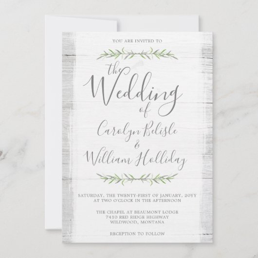 Rustieke houten botanische bruiloft + Details uitn Kaart (Voorkant)