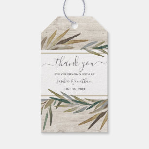 Rustieke Houten Botanische Waterverf Bruiloft Dank Cadeaulabel