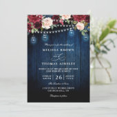 Rustieke Houten Bourgondië Bloemstuk Mason QR Code Kaart (Staand voorkant)