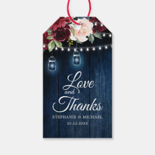 Rustieke Houten Bourgondiërode Bloem Mason Jar Bru Cadeaulabel
