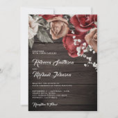 Rustieke Houten Bourgondische Rozen QR Code Trouwe Kaart (Voorkant)