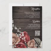 Rustieke Houten Bourgondische Rozen QR Code Trouwe Kaart (Achterkant)