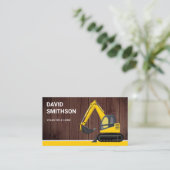 Rustieke Houten Bouw Bulldozer Graafmachine Visitekaartje (Staand voorkant)