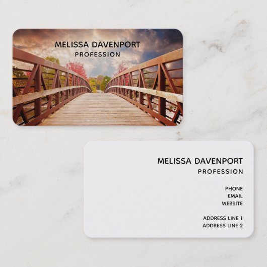 Rustieke houten brug in het Country Visitekaartje (Voorkant / Achterkant)