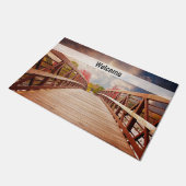 Rustieke houten brug in het land Welkom Deurmat (Schuin)