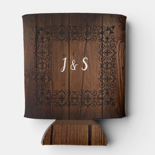 Rustieke  houten bruidegom Dank u bruiloft Blikjeskoeler (Achterkant)