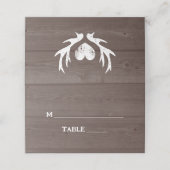 Rustieke houten bruiloft blanco gevouwen plaats ka plaatskaartje (Buitenkant ongevouwen)