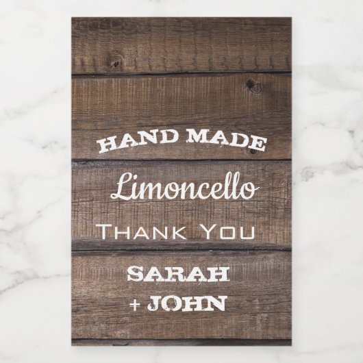 Rustieke houten bruiloft dank u gunst wijn etiket (Enkel label)