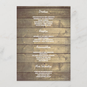 Rustieke houten bruiloft details - Informatie Informatiekaartje