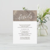 Rustieke houten bruiloft details kaart (Staand voorkant)