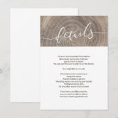 Rustieke houten bruiloft details kaart (Voorkant / Achterkant)