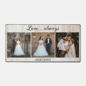 Rustieke houten bruiloft fotosjabloon bureaumat (Voorkant)