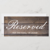 Rustieke Houten Bruiloft Gereserveerde Teken Kaart (Voorkant)